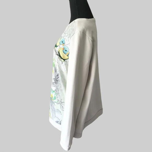 Olsen Rain Forest Animals Print Satin French Terry Mixed  Media Sweatshirt - Picture 2 of 14